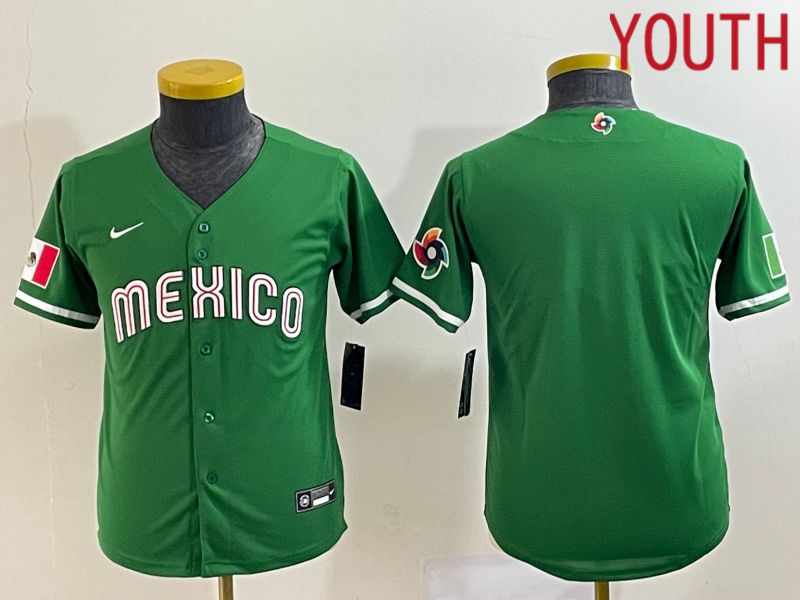 Youth 2023 World Cub Mexico Blank Green Nike MLB Jersey11->youth mlb jersey->Youth Jersey